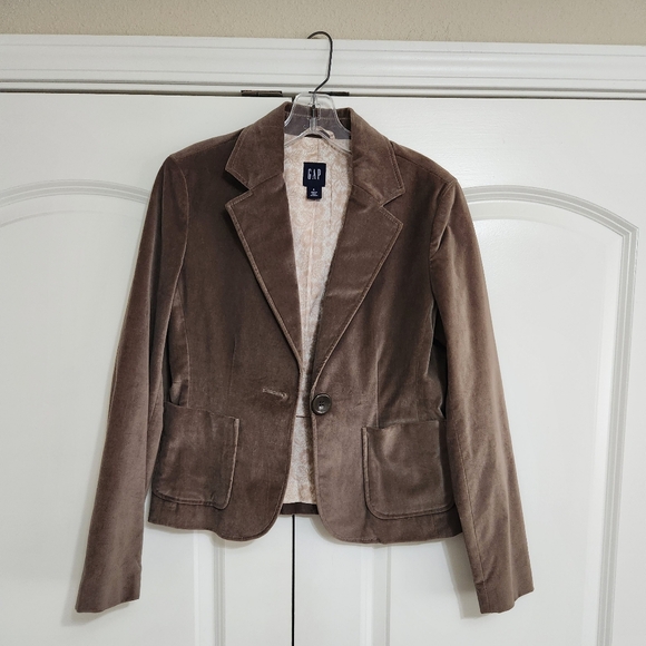 Women's GAP  Mocha Mousse Brown Velvet Blazer size 4 - Picture 2 of 7